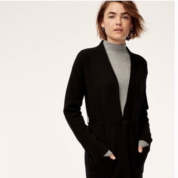 Aritzia The Group Babaton Ty Belted Cardigan Black Sz Small New - Picture 2 of 8